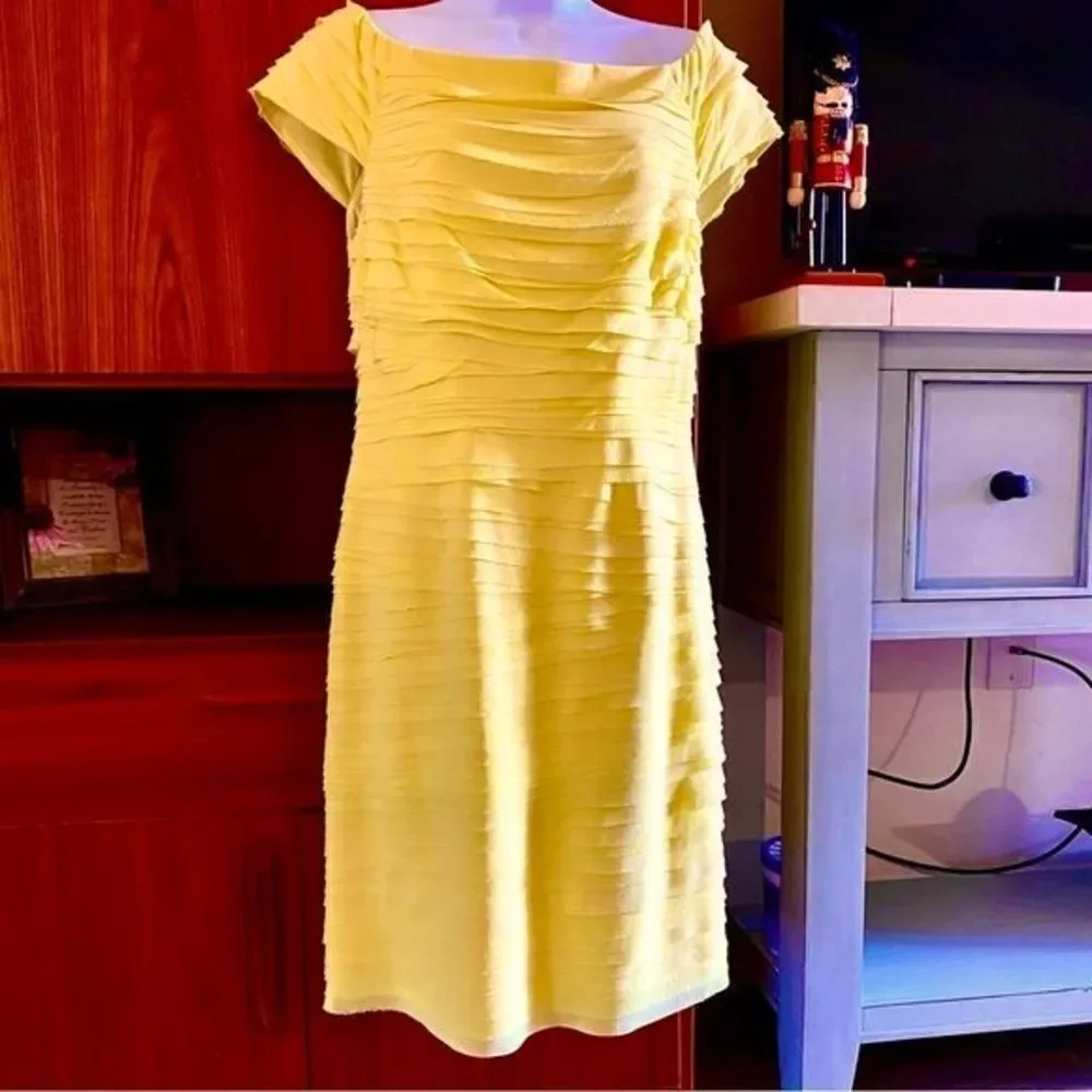 ALICE + OLIVIA CANARY YELLOW TIERED SHEATH DRESS 6 NWT
